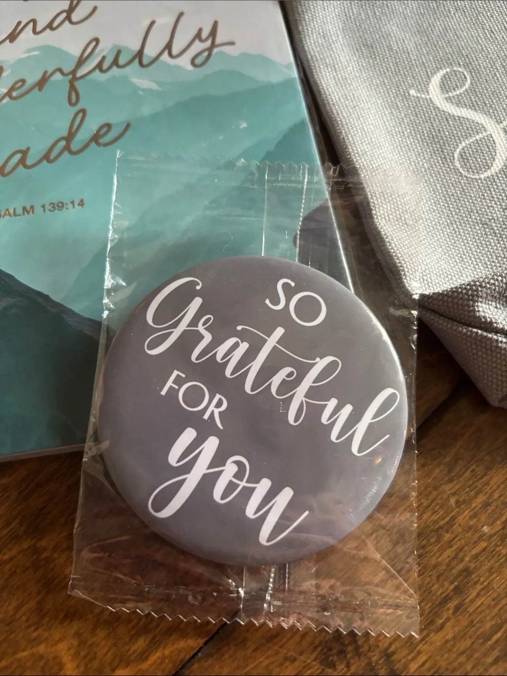 Inspirational Gift Set - Gray 'So Grateful For You' Pouch & Mirror